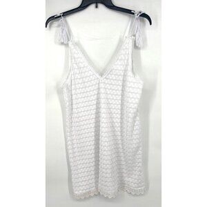 Serra Womens Swim Cover White Lace Tassel Shoulder Ties Boho Beachy Size Medium